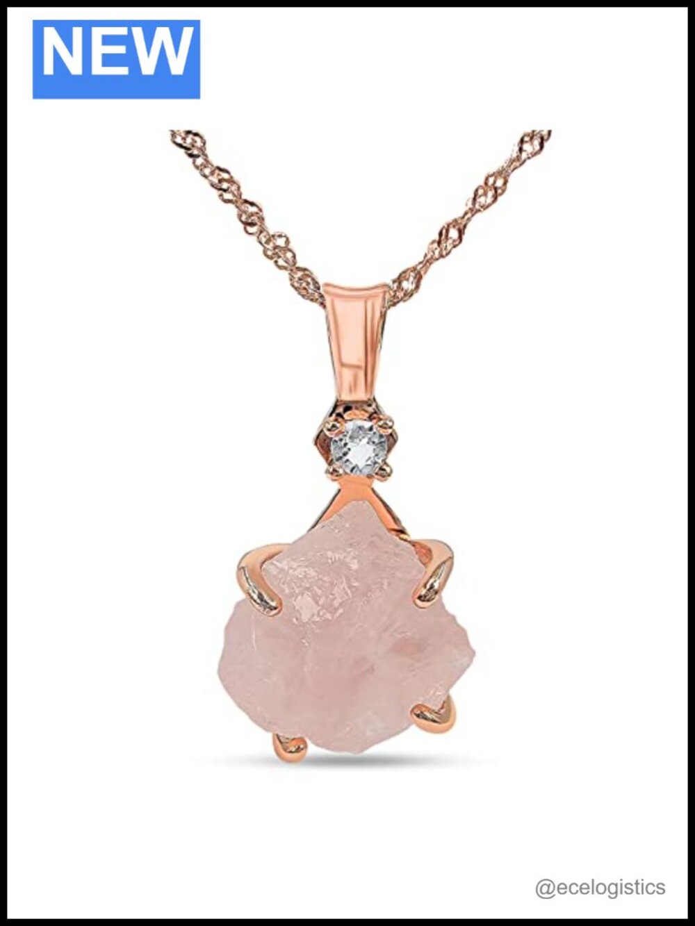 Raw Gemstone Crystal Pendant Chain Clear Quartz Necklace